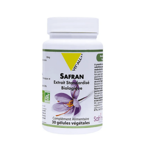 Safran BIO Extrait standardisé 30 gélules VIT'ALL+ - Maple Wellness Supplements