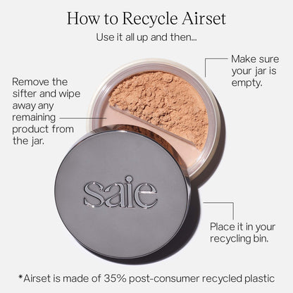 Saie Airset Radiant Loose Setting Powder - Weightless Face Powder to Set, Smooth + Diffuse Face Makeup - Formulated with Hydrating Squalane - Translucent (0.14 oz) - Maple Wellness Supplements