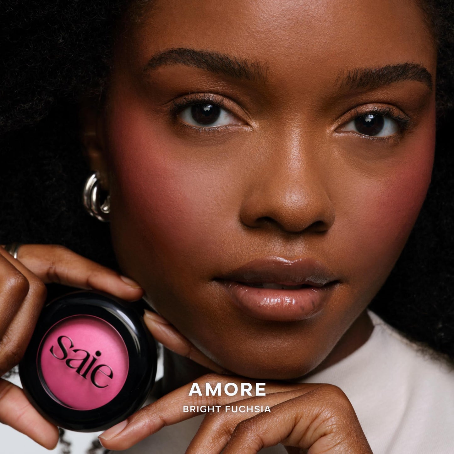 Saie Blush & Brush Duo - SuperSuede Baked Blush in Amore (.01 oz) & Powder Blush Brush - Talc-Free, Moisturizing Blush with Vegan, Fluffy Brush for Seamless Application - Maple Wellness Supplements