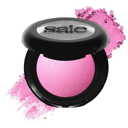 Saie Blush & Brush Duo - SuperSuede Baked Blush in Bella (.01 oz) & Powder Blush Brush - Talc-Free, Moisturizing Blush with Vegan, Fluffy Brush for Seamless Application - Maple Wellness Supplements