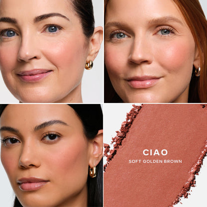 Saie Cheek Flush Duo - Dew Liquid Blush (.40 oz, Spicy), SuperSuede Baked Powder Blush (.01 oz, Ciao) - Layerable, Skin-Nourishing Blushes for a Seamless Radiant Finish - Maple Wellness Supplements