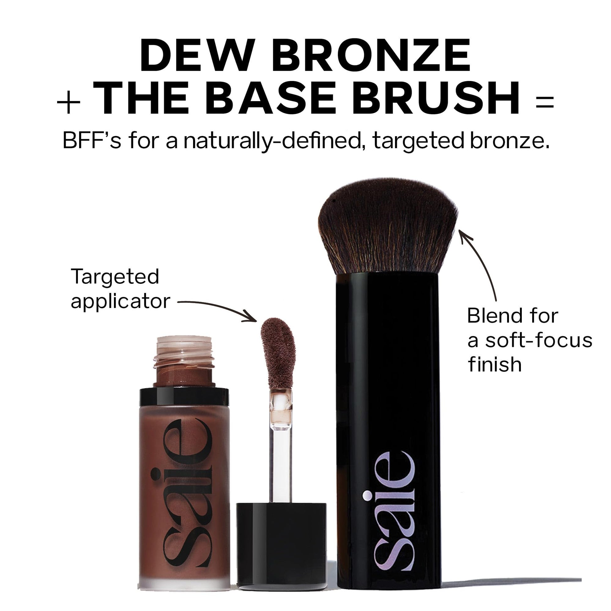 Saie Dew Bronze - Hydrating Liquid Bronzer Stick For a Sun Kissed Glow - Liquid Contour Stick Infused with Nourishing Skin Care Ingredients - Sculpted Face Makeup Essential - Sand (0.4 oz) - Maple Wellness Supplements