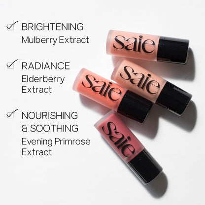 Saie Dew Liquid Blush for Cheeks - Hydrating Cream Blush Stick with a Blendable + Buildable Formula - Skincare Infused Dewy Cheek Tint for a Natural Flush - Glowy Makeup Essential - Spicy (.40 oz) - Maple Wellness Supplements