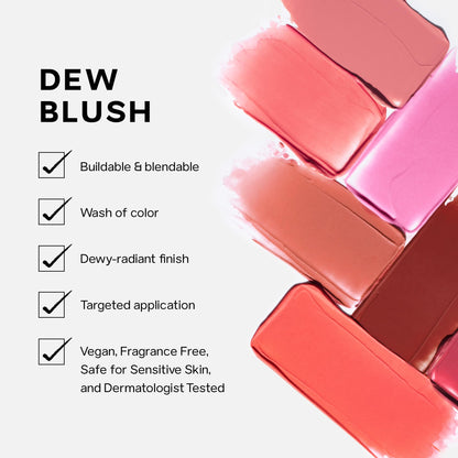 Saie Dew Liquid Blush for Cheeks - Hydrating Cream Blush Stick with a Blendable + Buildable Formula - Skincare Infused Dewy Cheek Tint for a Natural Flush - Glowy Makeup Essential - Lady (.40 oz) - Maple Wellness Supplements