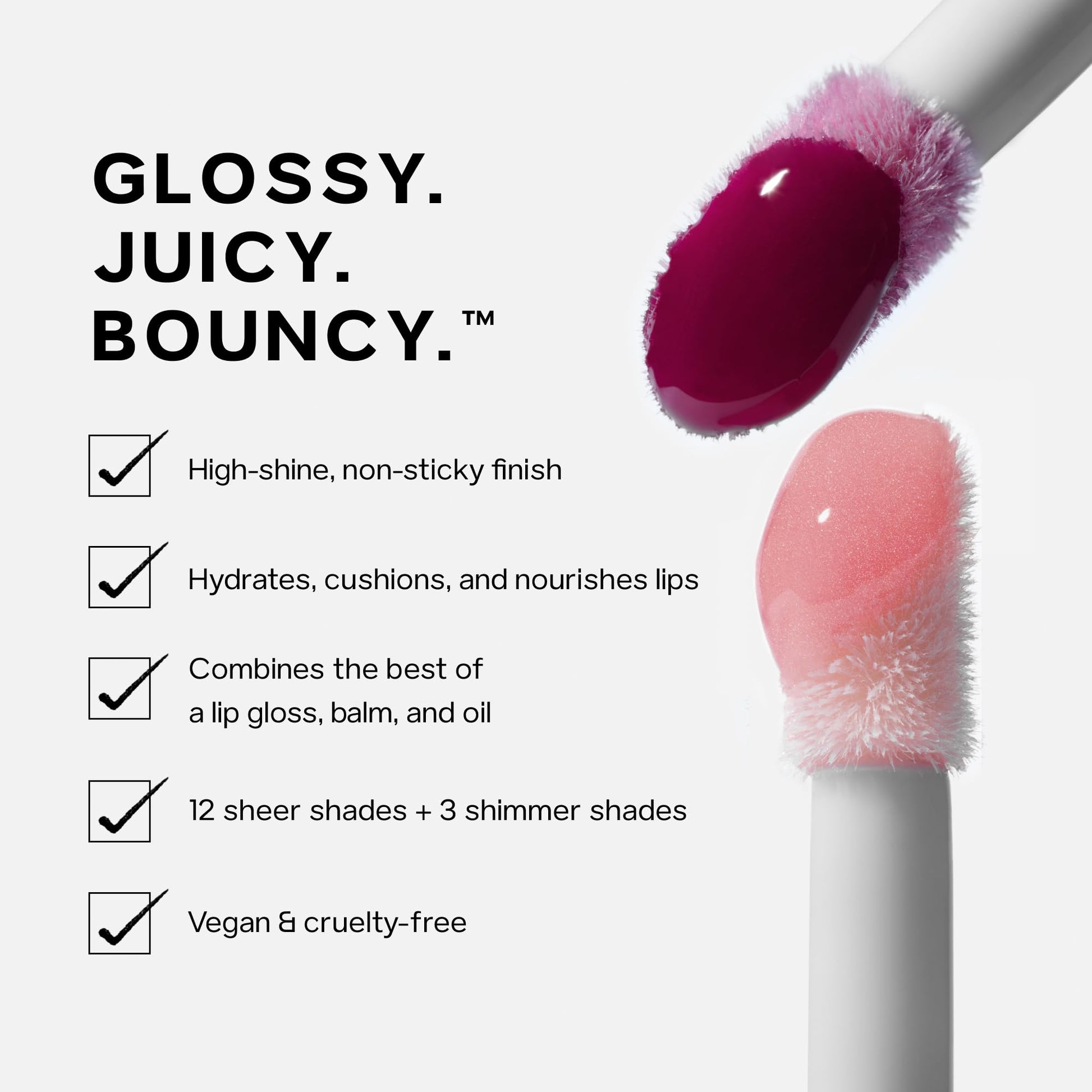 Saie Dewy Glow Duo - Dew Liquid Blush - (.40 oz, Flirty), Glossybounce Lip Gloss-Oil Hybrid (.17 oz, Burst) - Hydrating, Vegan Makeup for Radiant Cheeks & Lips - Maple Wellness Supplements