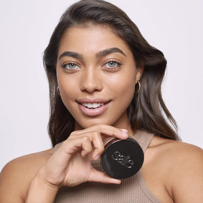 Saie Face Powder Duo, Medium - The Fluffy Brush, Soft, Multi-Use Targeted Powder Brush With Tapered Tip & Airset Radiant Loose Setting Powder, Translucent Medium (0.14 oz) - Vegan, Cruelty-Fee - Maple Wellness Supplements