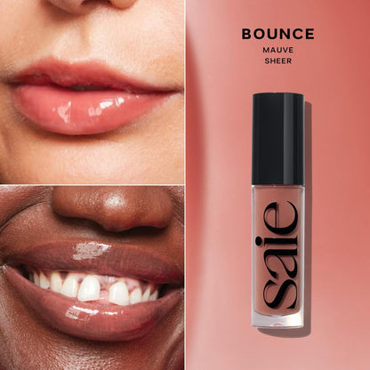 Saie Glossybounce High-Shine Hydrating Lip Gloss Oil - Sheer Tinted Lip Oil with Hyaluronic Acid + Jojoba Oil for Long-Lasting Moisture (.17 oz) (Disco + Bounce) - Maple Wellness Supplements