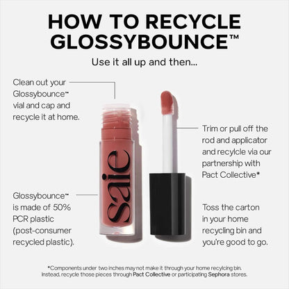 Saie Glossybounce High-Shine Hydrating Lip Gloss Oil - Sheer Tinted Lip Oil with Hyaluronic Acid + Jojoba Oil for Long-Lasting Moisture (.17 oz) (Disco + Bounce) - Maple Wellness Supplements