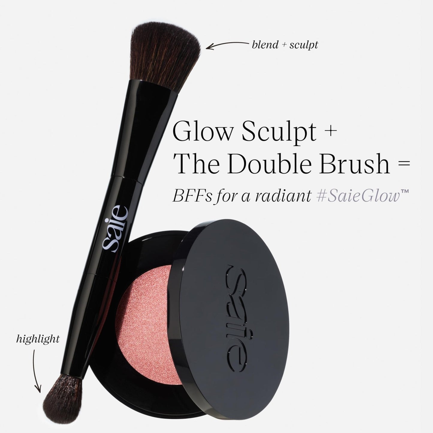 Saie Glow Sculpt Multi-Use Highlighter + Cream Blush - Lightweight Highlighter Makeup with Hyaluronic Acid + Micropearl for Radiant, Glowing Skin - Mauveglow (.02 oz) - Maple Wellness Supplements