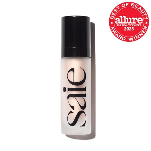 Saie Glowy Super Gel - Hydrating Makeup Primer and Illuminating Glow Serum Enriched with Vitamin C and Squalane Oil - All-Over Liquid Highlighter Makeup for Instant Glass Skin - Starglow (1 oz) - Maple Wellness Supplements