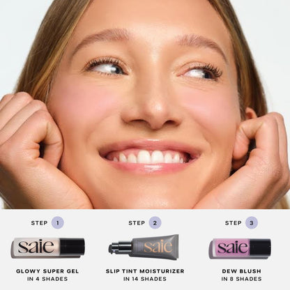 Saie Glowy Super Gel Warmglow Duo - Lightweight Illuminator & Makeup Primer for Glowing Skin - Soft Warm Gold (1 oz & 0.5 oz) - Maple Wellness Supplements