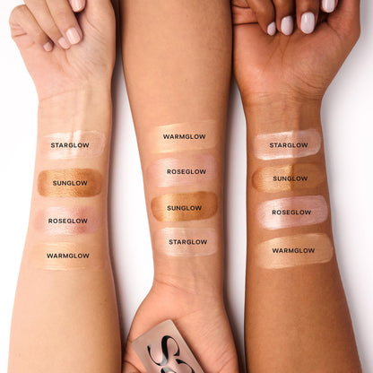 Saie Glowy Super Gel Warmglow Duo - Lightweight Illuminator & Makeup Primer for Glowing Skin - Soft Warm Gold (1 oz & 0.5 oz) - Maple Wellness Supplements