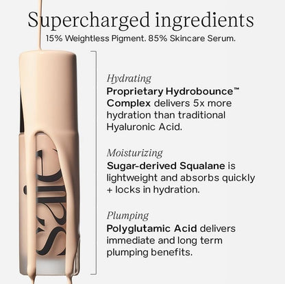 Saie Glowy Super Skin Tint Liquid Foundation - Weightless + Dewy Foundation with Lightweight Medium Coverage - Hydrating Face Makeup + Skin Care Serum Hybrid with Hyaluronic Acid - Shade 11 (1.01 oz) - Maple Wellness Supplements
