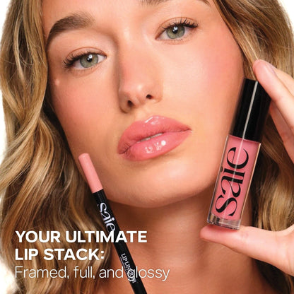 Saie Lip Liner 101 - Lip Pencil Made with a Creamy, Soft Matte Formula for a Naturally Framed or Fully Filled Look - Supercharged with Shea Butter & Jojoba Oil - Tease (.05 oz) - Maple Wellness Supplements