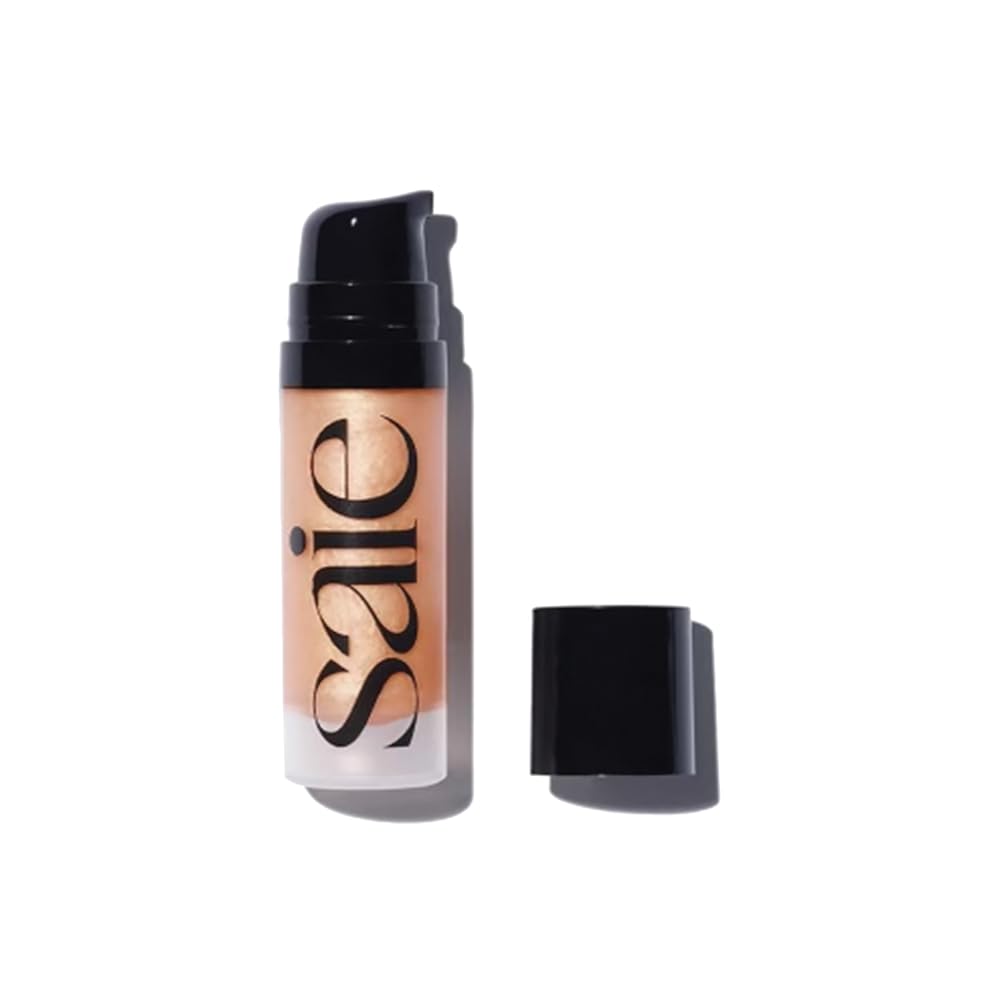 Saie Mini Glowy Super Gel Lightweight llluminator & Makeup Primer - Sunglow (0.5 oz) + Dew Blush - Lightweight Liquid Blush with a Blendable + Buildable Cream Finish - Cutie (.40 oz) - Maple Wellness Supplements