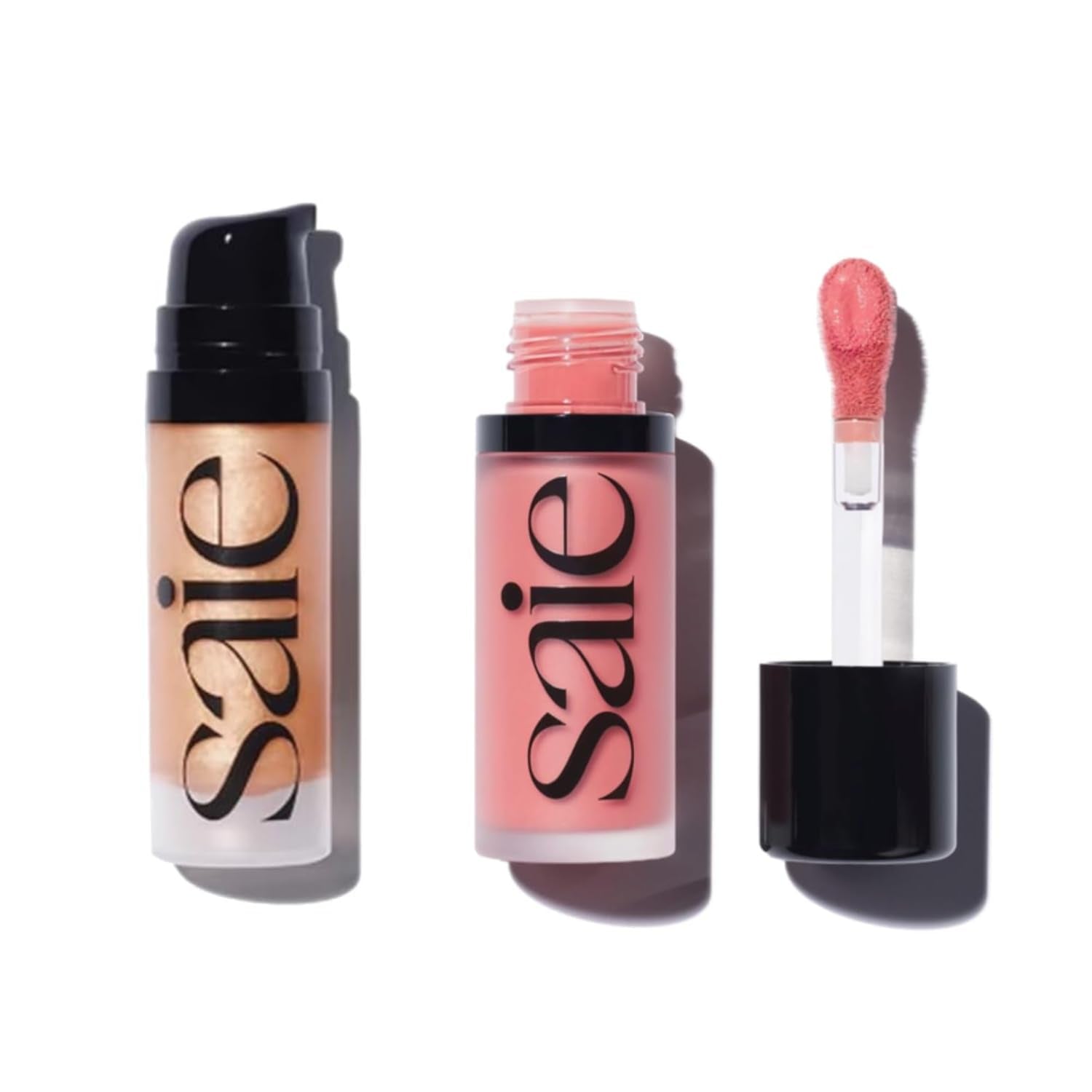 Saie Mini Glowy Super Gel Lightweight llluminator & Makeup Primer - Sunglow (0.5 oz) + Dew Blush - Lightweight Liquid Blush with a Blendable + Buildable Cream Finish - Sweetie (.40 oz) - Maple Wellness Supplements