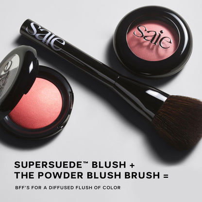 Saie Powder Blush Brush - Fluffy Makeup Brush for Cheeks - Ultra-Soft Tapered Bristles for a Precise, Diffused Application - For Pressed or Loose Powder Face Makeup, Bronzer + Blush - Vegan (1 Count) - Maple Wellness Supplements
