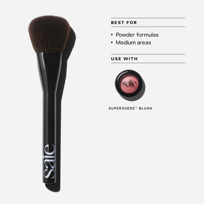 Saie Powder Blush Brush - Fluffy Makeup Brush for Cheeks - Ultra-Soft Tapered Bristles for a Precise, Diffused Application - For Pressed or Loose Powder Face Makeup, Bronzer + Blush - Vegan (1 Count) - Maple Wellness Supplements