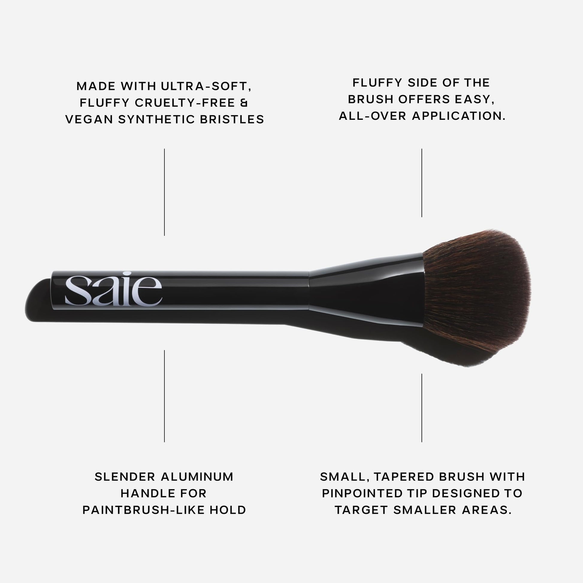 Saie Powder Blush Brush - Fluffy Makeup Brush for Cheeks - Ultra-Soft Tapered Bristles for a Precise, Diffused Application - For Pressed or Loose Powder Face Makeup, Bronzer + Blush - Vegan (1 Count) - Maple Wellness Supplements