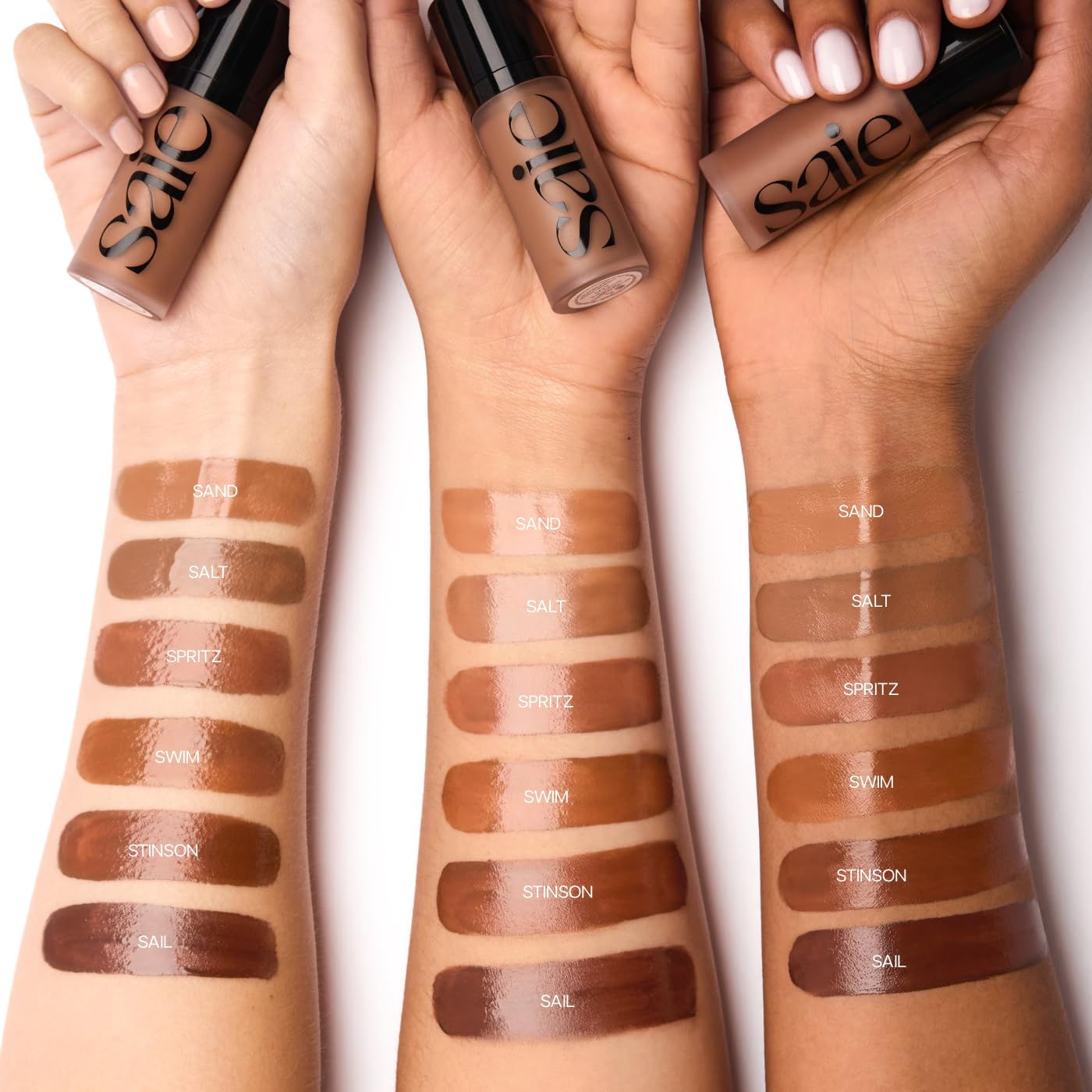 Saie Radiant Glow Duo - Dew Bronze Soft-Focus Liquid Bronzer in Sail (0.4 oz) & Mini Glowy Super Gel Lightweight Illuminator in Sunglow (0.5 oz), Hydrating Makeup Essentials for a Sun-Kissed Glow - Maple Wellness Supplements