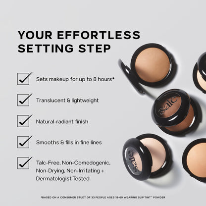 Saie Slip Tint Baked Setting Powder - Translucent Powder for Face Makeup with a Natural-Radiant Finish - Blurs, Brightens & Smooths Complexion - Translucent 2 - Light to Medium (0.24 oz) - Maple Wellness Supplements