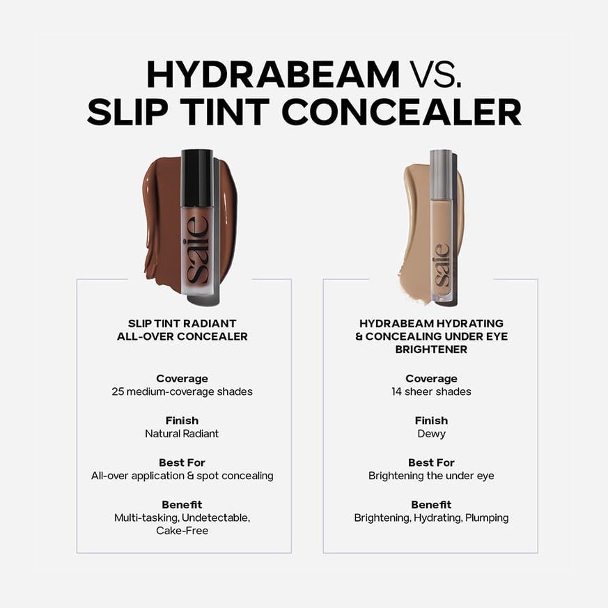 Saie Slip Tint Radiant Cream Concealer & All-Over Face Makeup - Concealer for Dark Circles, Redness & Blemishes - Lightweight Makeup Made with Hydrating Hyaluronic Acid - Shade 6 (0.17 oz) - Maple Wellness Supplements
