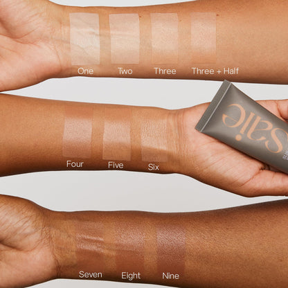 Saie Slip Tint Tinted Moisturizer with SPF 35 - Light Coverage, Glowy Skin Tint & Mineral Sunscreen for Face with Hydrating Hyaluronic Acid - Summer Makeup Essential - Shade Three (1.35 oz) - Maple Wellness Supplements