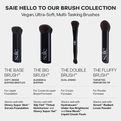Saie Sun Melt Duo - The Big Brush - Soft, Multi-Use Liquid + Cream Makeup Brush With Synthetic Bristles Bundled With Sun Melt Bronzer in Tan Bronze - Buildable Cream Contour with Velvet Finish (1 oz) - Maple Wellness Supplements