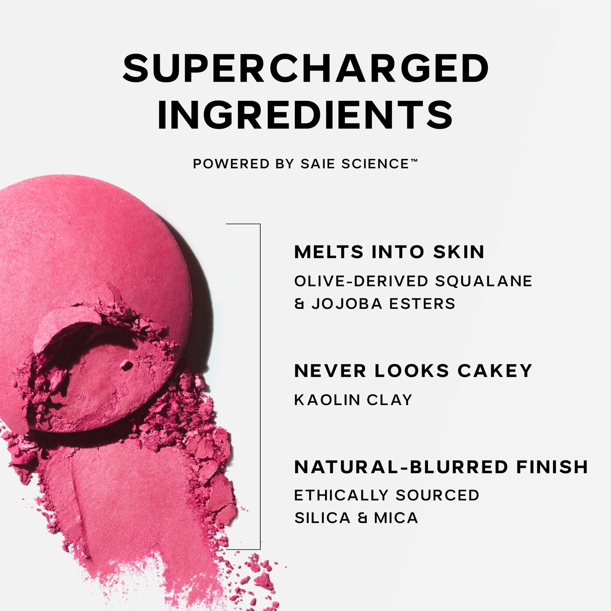 Saie SuperSuede Baked Blush - Talc-Free Powder Blush for Cheeks Infused with Hyaluronic Acid, Glycerin + Squalane - Hydrating Face Makeup for a Natural, Diffused Flush of Color - Ciao (0.1 Ounce) - Maple Wellness Supplements