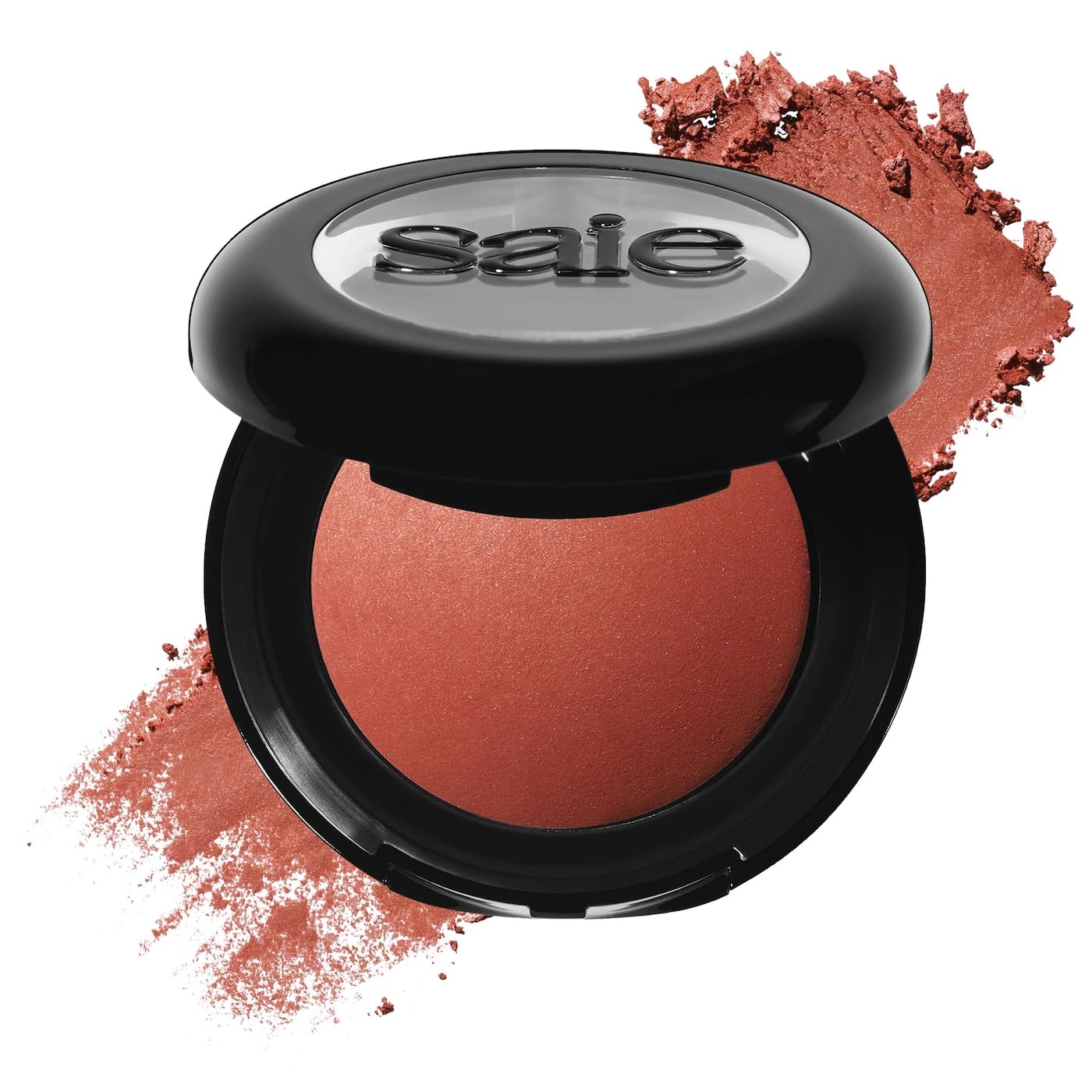 Saie SuperSuede Baked Blush - Talc-Free Powder Blush for Cheeks Infused with Hyaluronic Acid, Glycerin + Squalane - Hydrating Face Makeup for a Natural, Diffused Flush of Color - Ciao (0.1 Ounce) - Maple Wellness Supplements