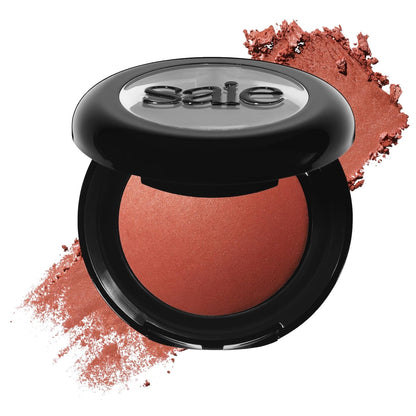 Saie SuperSuede Baked Blush - Talc-Free Powder Blush for Cheeks Infused with Hyaluronic Acid, Glycerin + Squalane - Hydrating Face Makeup for a Natural, Diffused Flush of Color - Ciao (0.1 Ounce) - Maple Wellness Supplements
