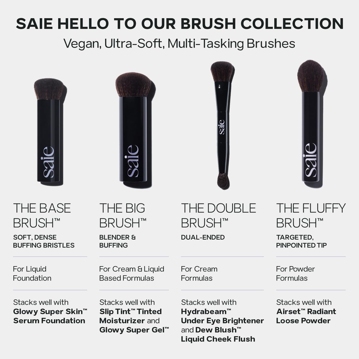 Saie The Big Liquid Foundation Brush - Soft, Multi-Use Makeup Brush for Buffing, Blending & Building - Made with Cruelty-Free, Synthetic Bristles & Creates a Seamless Finish (1 Count) - Maple Wellness Supplements