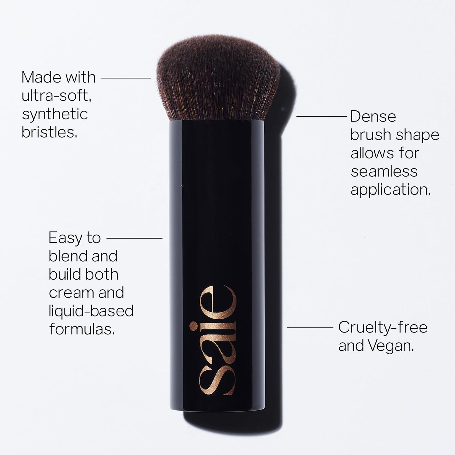 Saie The Big Liquid Foundation Brush - Soft, Multi-Use Makeup Brush for Buffing, Blending & Building - Made with Cruelty-Free, Synthetic Bristles & Creates a Seamless Finish (1 Count) - Maple Wellness Supplements