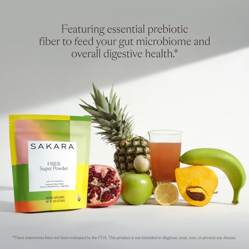 SAKARA Fiber Super Powder - Pineapple Flavor Prebiotic Fiber Powder, High Fiber - Maple Wellness Supplements