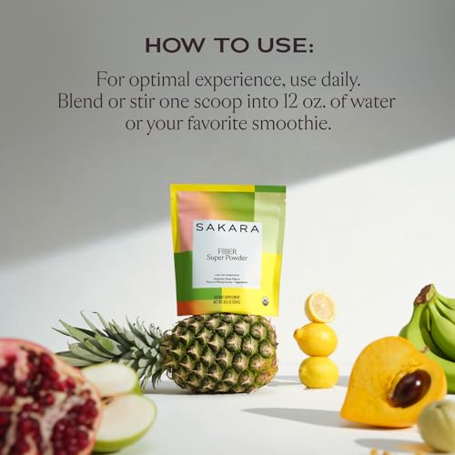 SAKARA Fiber Super Powder - Pineapple Flavor Prebiotic Fiber Powder, High Fiber - Maple Wellness Supplements