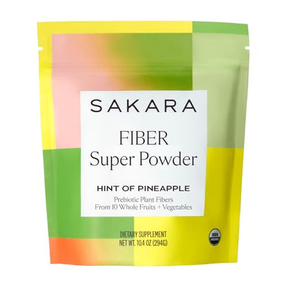 SAKARA Fiber Super Powder - Pineapple Flavor Prebiotic Fiber Powder, High Fiber - Maple Wellness Supplements