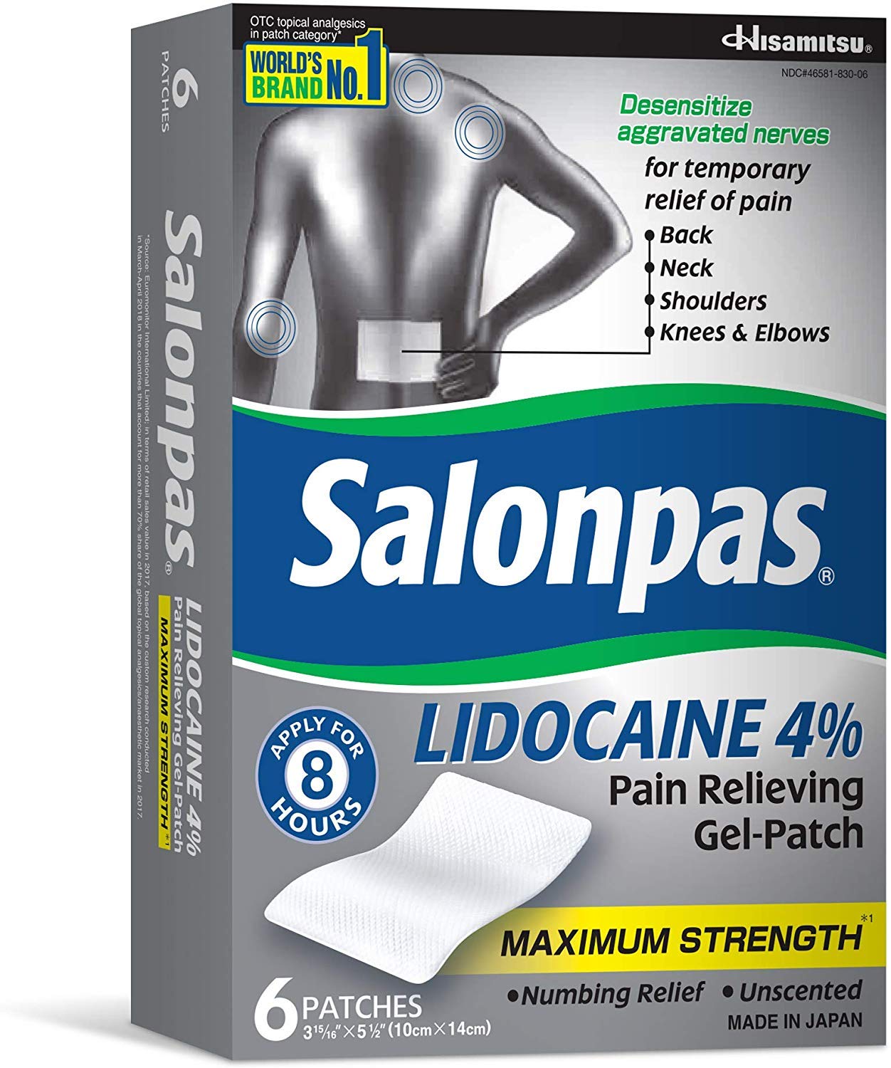 Salonpas LIDOCAINE (5 Pack Bundle) Pain Relieving Maximum Strength Gel Patch! - Maple Wellness Supplements