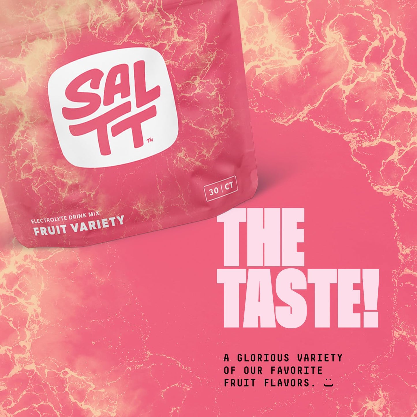 SALTT Electrolytes Powder Packets, Fruit Variety Pack (30 Packets) - Magnesium, Potassium, Sodium, Trace Minerals - Vegan, Sugar Free, Gluten Free - Travel Essentials - Made in USA - Maple Wellness Supplements