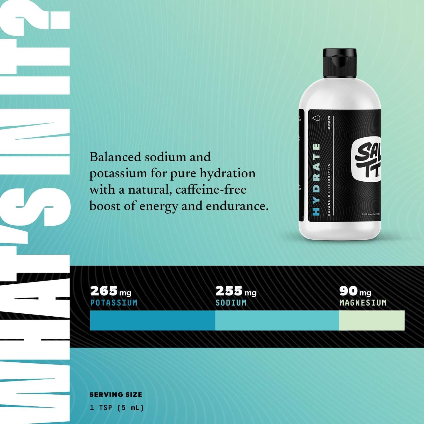 SALTT - Hydrate (8.3 oz) - Electrolytes Drops - Energy Boost - Sodium, Potassium, Magnesium, Zinc, Copper - Unflavored - Ultra Low Carb - Zero Sugar, Vegan, Gluten Free, Non GMO - By Keto Chow - Maple Wellness Supplements