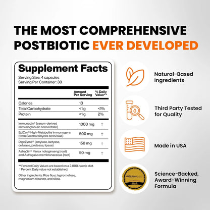 SaltWrap Gut Clinic Postbiotics - Gut Health, Complete Gut Repair, Barrier & Immune Support - Helps Bloating, Gas & Indigestion - 90 Capsules - Maple Wellness Supplements