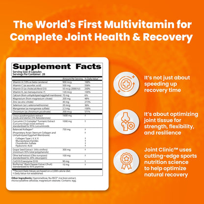 SaltWrap Joint Clinic - Multivitamin for Joint Health and Recovery - with Type II Collagen, C3 Turmeric, Cissus, and Hyaluronic Acid - 224 Capsules - Maple Wellness Supplements