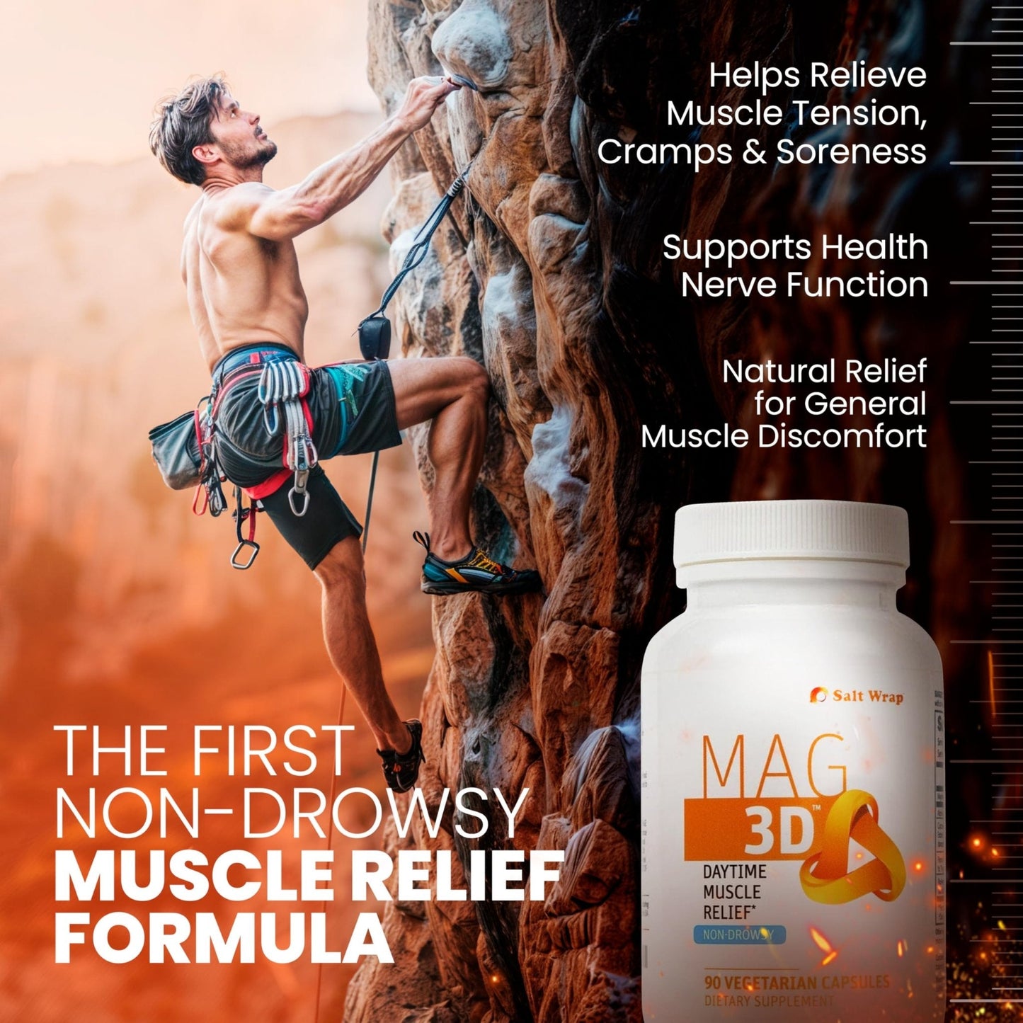 SaltWrap Mag 3D – Daytime (Non-Drowsy) Leg Cramp & Muscle Relief Support - Natural Supplement for Muscle and Nerve Health with Turmeric, Alpha Lipoic Acid & Magnesium - Maple Wellness Supplements