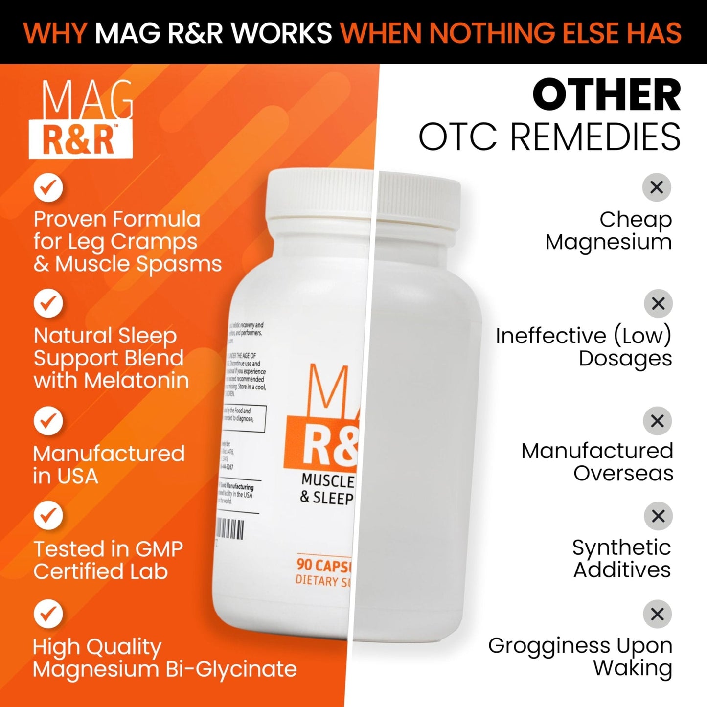 SaltWrap Mag R&R - Nighttime Muscle Cramps Support, Natural Sleep Support for Adults with Magnesium Glycinate for Muscle Spasm and Leg Cramps Relief, 90 Capsules - Maple Wellness Supplements
