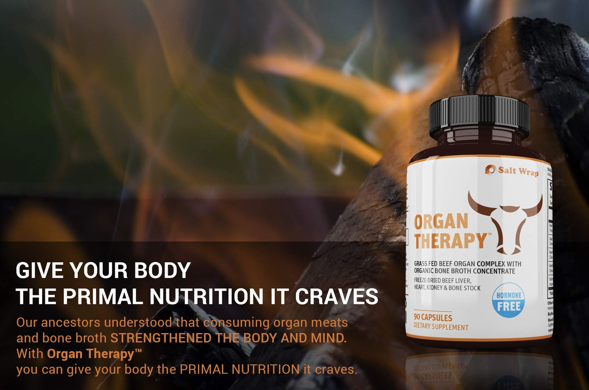SaltWrap Organ Therapy - Grass Fed Beef Organ Meat Complex Supplement with Organic - Maple Wellness Supplements