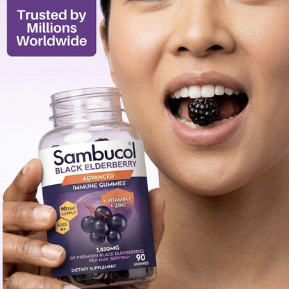 Sambucol Elderberry Gummies - Immune Support Supplement for Adults & Kids with Vitamin C & Zinc, Sambucol Elderberry - Maple Wellness Supplements