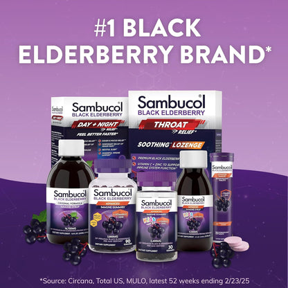 Sambucol Elderberry Gummies - Immune Support Supplement for Adults & Kids with Vitamin C & Zinc, Sambucol Elderberry - Maple Wellness Supplements