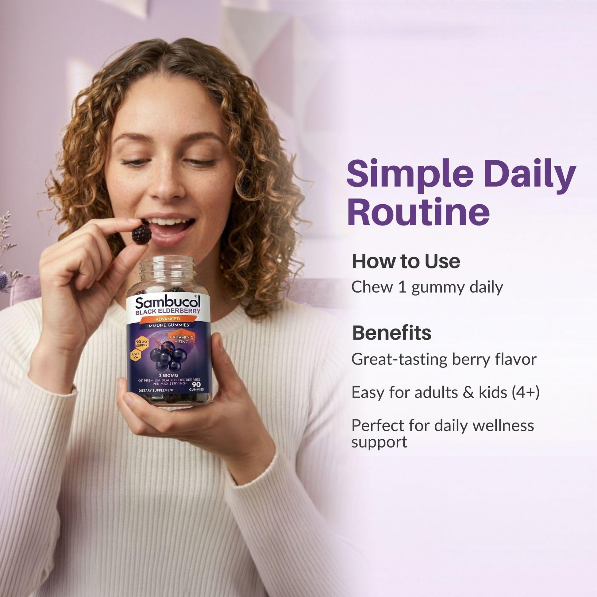 Sambucol Elderberry Gummies - Immune Support Supplement for Adults & Kids with Vitamin C & Zinc, Sambucol Elderberry - Maple Wellness Supplements