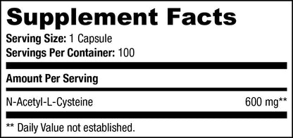 SAN N-Acetyl-L-Cysteine (NAC), Immune, Respiratory, Liver Health, NAC 600 mg, Potent antioxidant Support, Free-radicals, Easy to Absorb, 100 Capsules - Maple Wellness Supplements