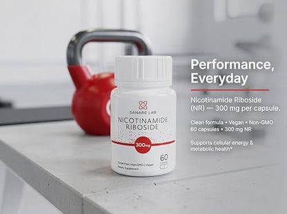 Sanare Lab NAD+ Supplement with Nicotinamide Riboside (NR) 300 mg | Cellular Energy & Metabolism Support | 60 Capsules - Maple Wellness Supplements