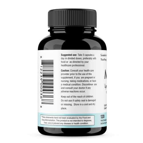 Sandhu's Magnesium Glycinate Lysinate | 120 Easy to Swallow Chelated Vegan Capsules | Magnesium Lysine Chelate Supplement for High Absorption | for Best Sleep, Leg Cramps, Relaxation - Maple Wellness Supplements